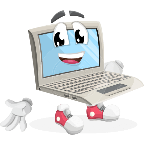 Laptop Cartoon Vector Character AKA E-than Lapton - the Expert Laptop